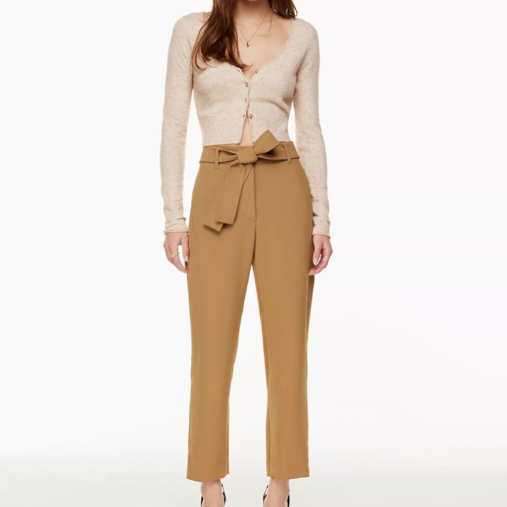 Aritzia Tan High-Waisted Trousers